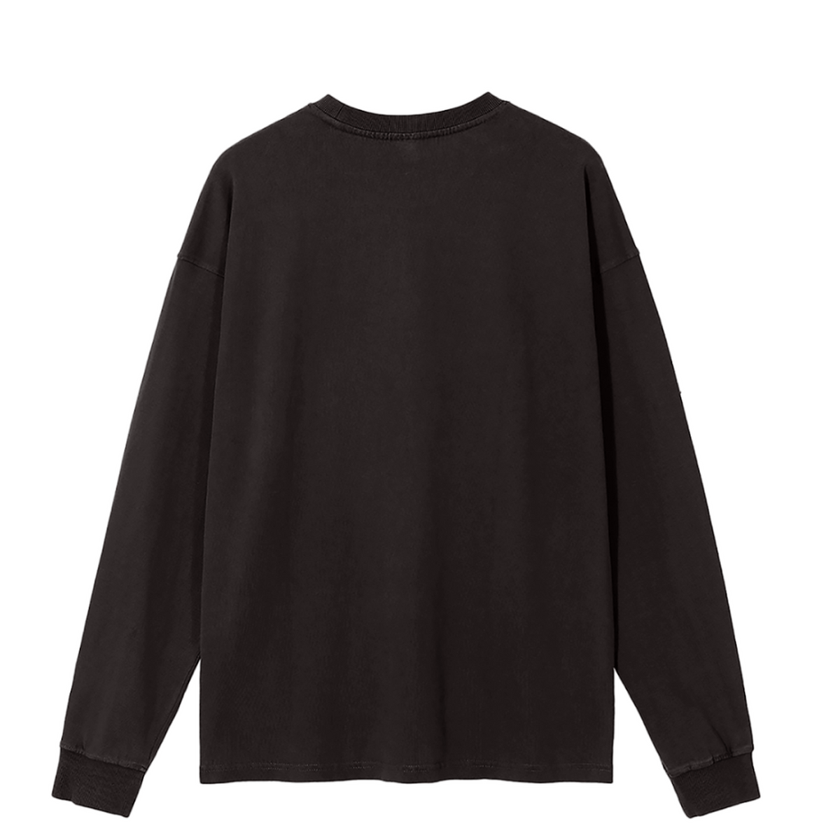 Black Vintage Washed Long Sleeve T-Shirt 'Delis III' - back view