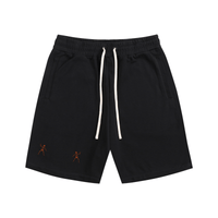 Black Cotton Shorts - Graphic Print