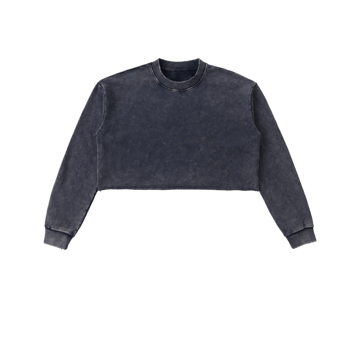 Washed Raw Edge Cropped LS Sweatshirt 'Rhya'