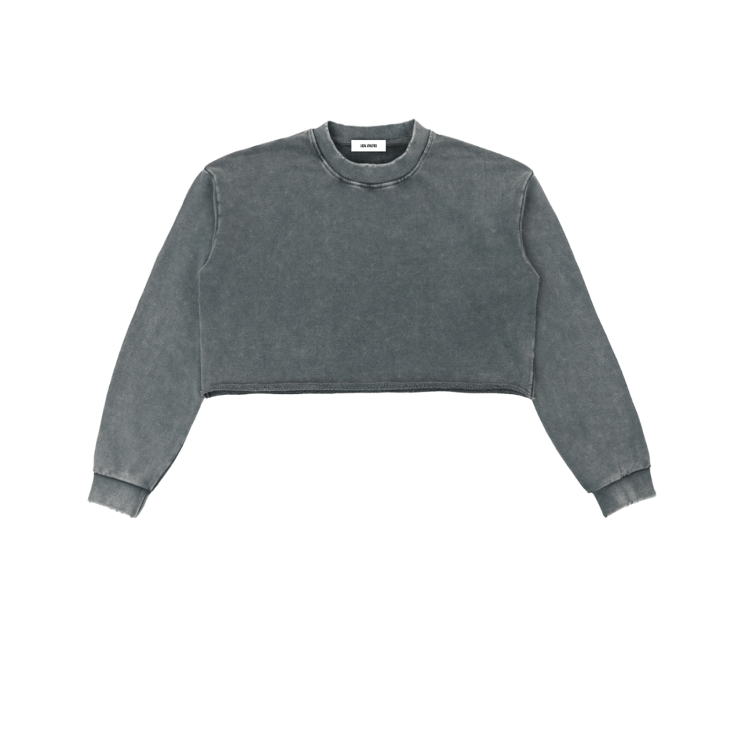 Washed Raw Edge Cropped LS Sweatshirt 'Rhya'
