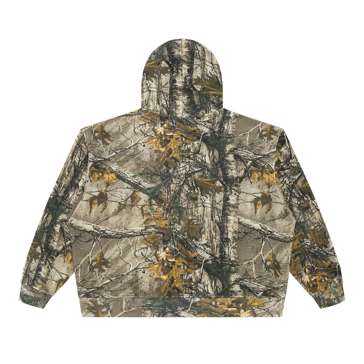 Gray Tree Camo Waffle Tree Camo Boxy Hoodie - back view
