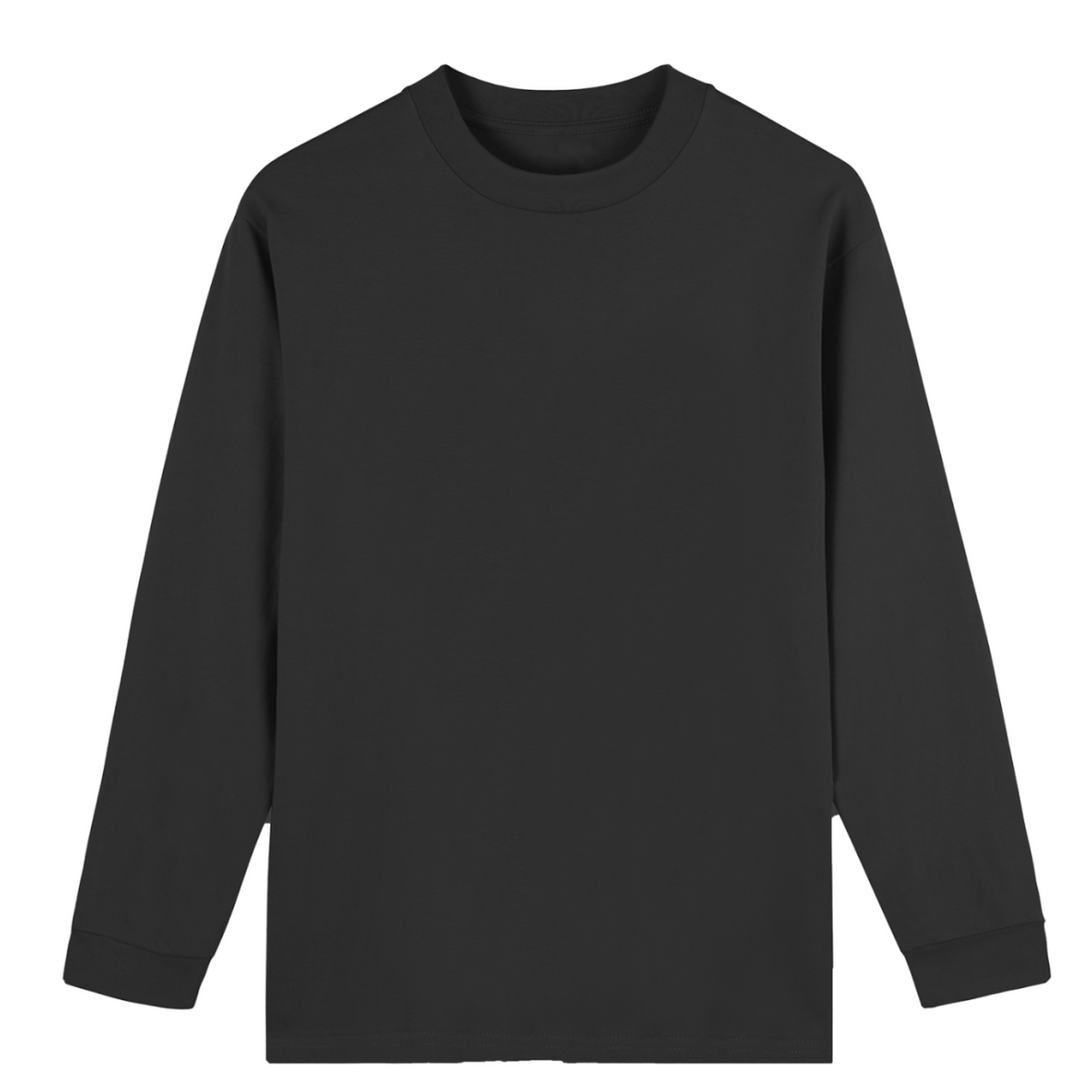 Black Crew Neck Drop Shoulder Long Sleeve T-Shirt 'Delis' - front view