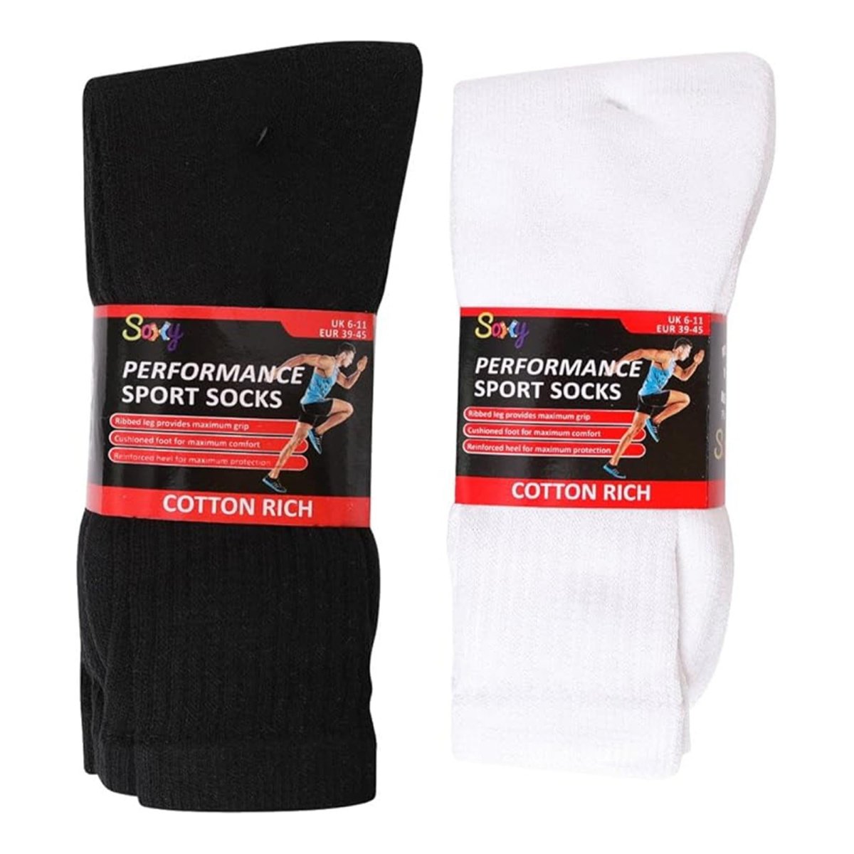 12 Pairs Mens Cotton Rich Sport Socks Work Socks Shoe Size 6-11 and Big Foot 12-14