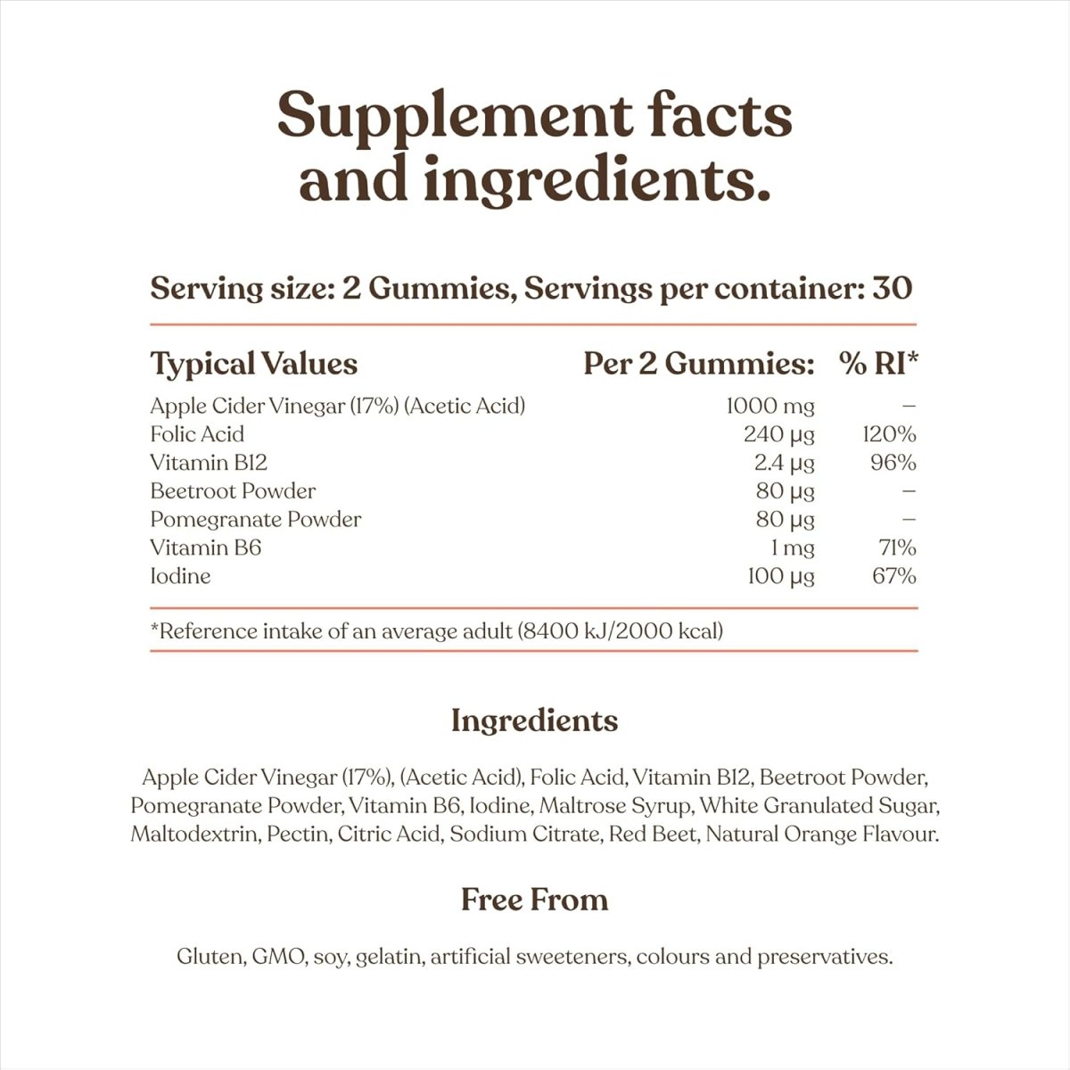 Apple Cider Vinegar Gummies with The Mother 1000mg | Enhanced with Vitamin B12 & Folic Acid