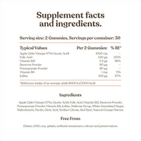 Apple Cider Vinegar Gummies with The Mother 1000mg | Enhanced with Vitamin B12 & Folic Acid