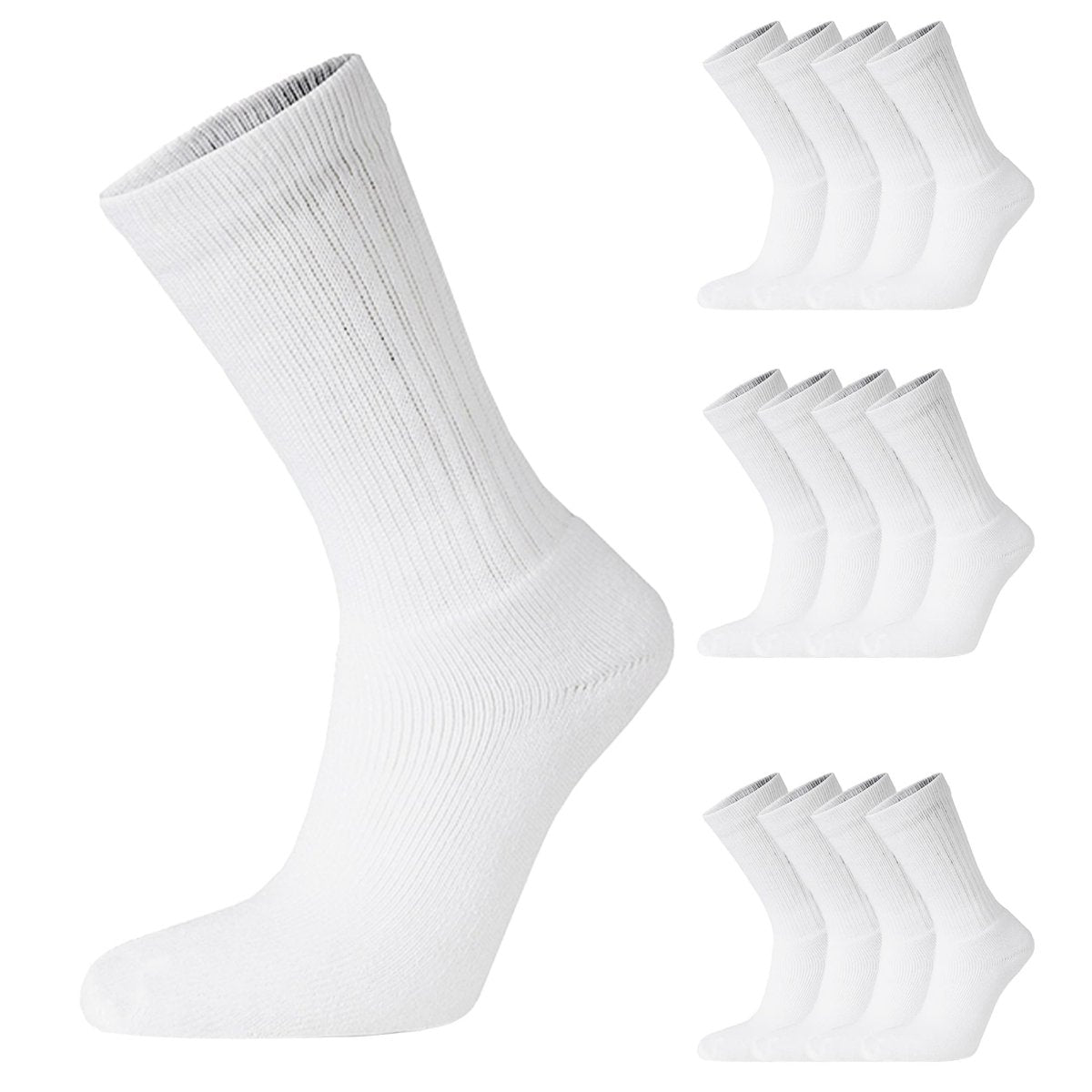 12 Pairs Mens Cotton Rich Sport Socks Work Socks Shoe Size 6-11 and Big Foot 12-14