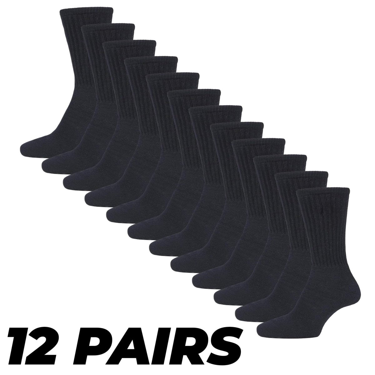 12 Pairs Mens Cotton Rich Sport Socks Work Socks Shoe Size 6-11 and Big Foot 12-14