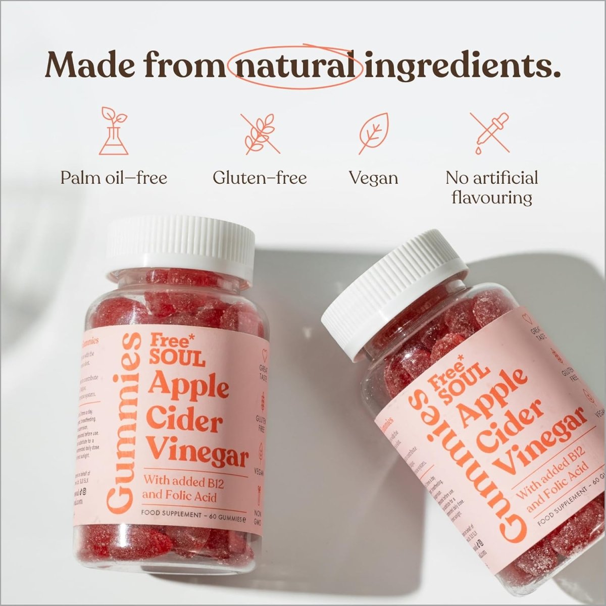 Apple Cider Vinegar Gummies with The Mother 1000mg | Enhanced with Vitamin B12 & Folic Acid