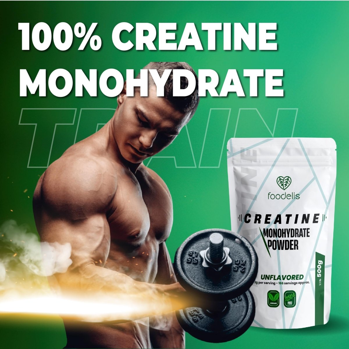 Pure Creatine Monohydrate Powder Unflavoured Micronised -Muscle Growth Supplements Gym for Men & Women Vegan Scoop Included