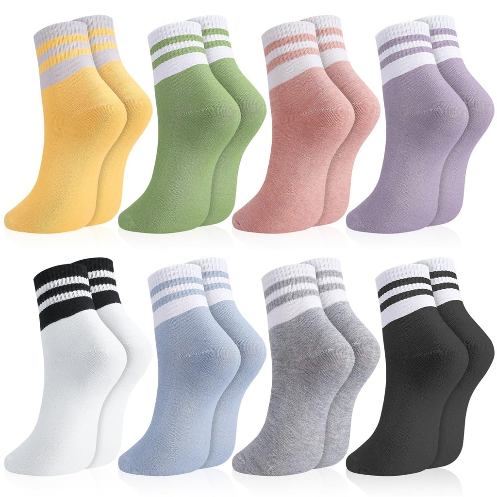 Zuimei 8 Pairs Woman's Socks, Colourful Sports Gym Leisure Crop Socks Casual Socks Ankle Cotton Liners Socks Athletic Socks Multipack