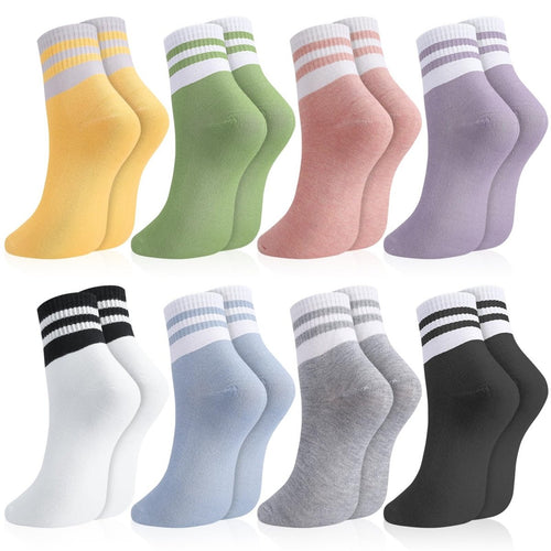 Zuimei 8 Pairs Woman's Socks, Colourful Sports Gym Leisure Crop Socks Casual Socks Ankle Cotton Liners Socks Athletic Socks Multipack