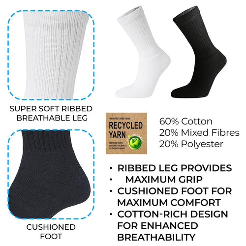 12 Pairs Mens Cotton Rich Sport Socks Work Socks Shoe Size 6-11 and Big Foot 12-14