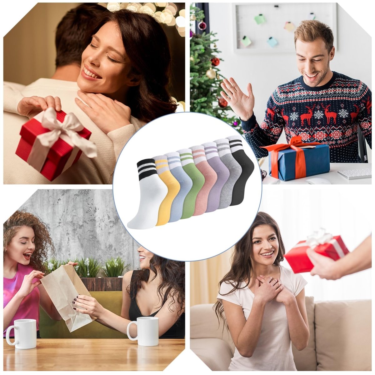 Zuimei 8 Pairs Woman's Socks, Colourful Sports Gym Leisure Crop Socks Casual Socks Ankle Cotton Liners Socks Athletic Socks Multipack