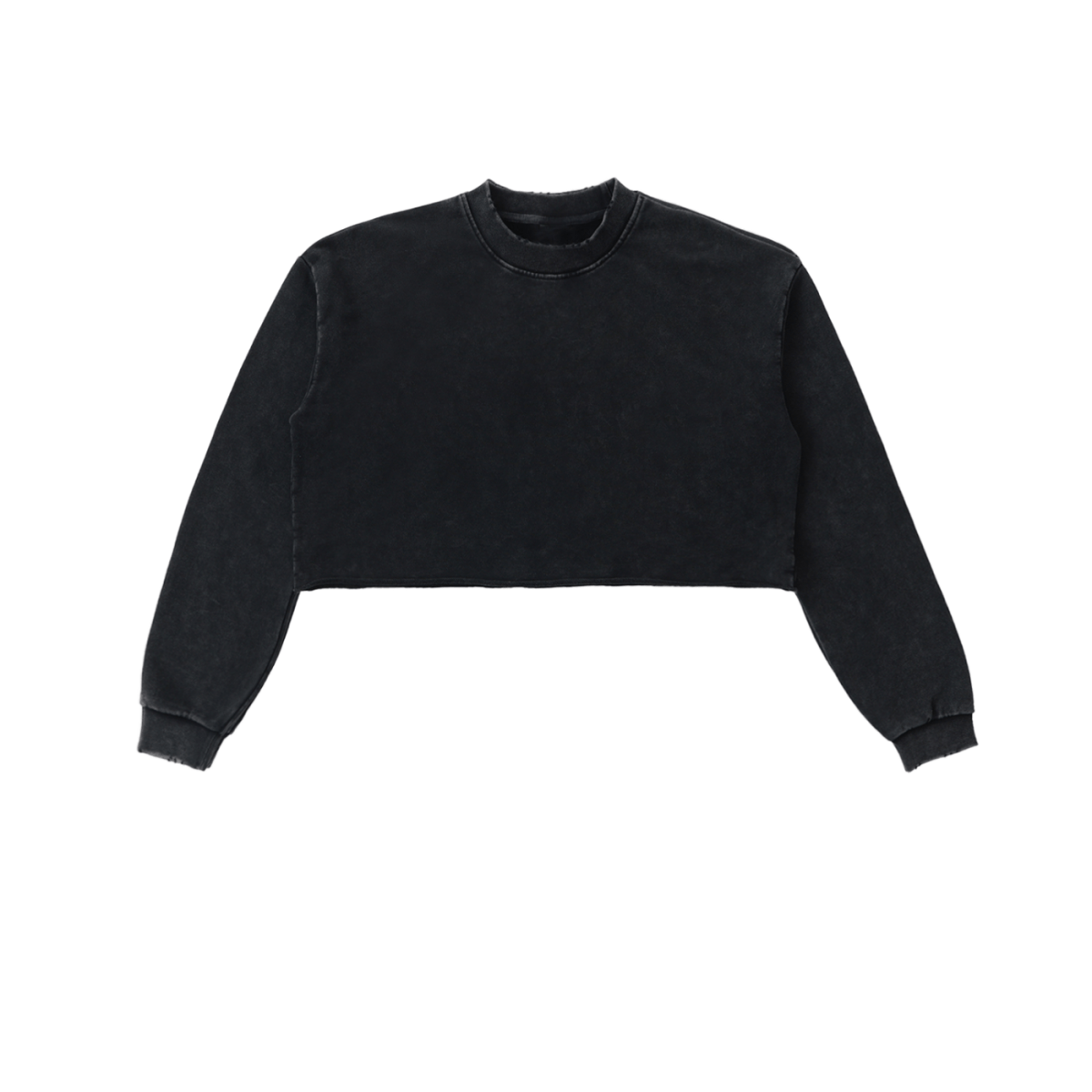 Washed Raw Edge Cropped LS Sweatshirt 'Rhya'