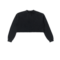 Washed Raw Edge Cropped LS Sweatshirt 'Rhya'