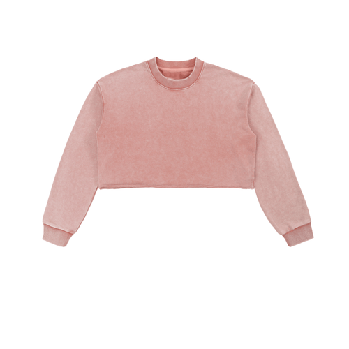 Washed Raw Edge Cropped LS Sweatshirt 'Rhya'