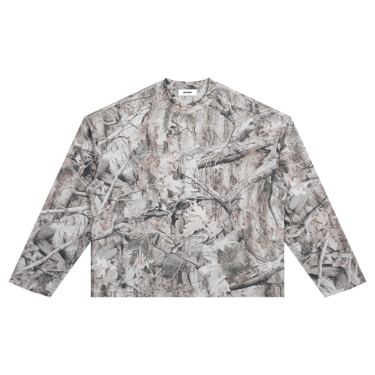 Grey camo oversized long-sleeve T-shirt - front studio view