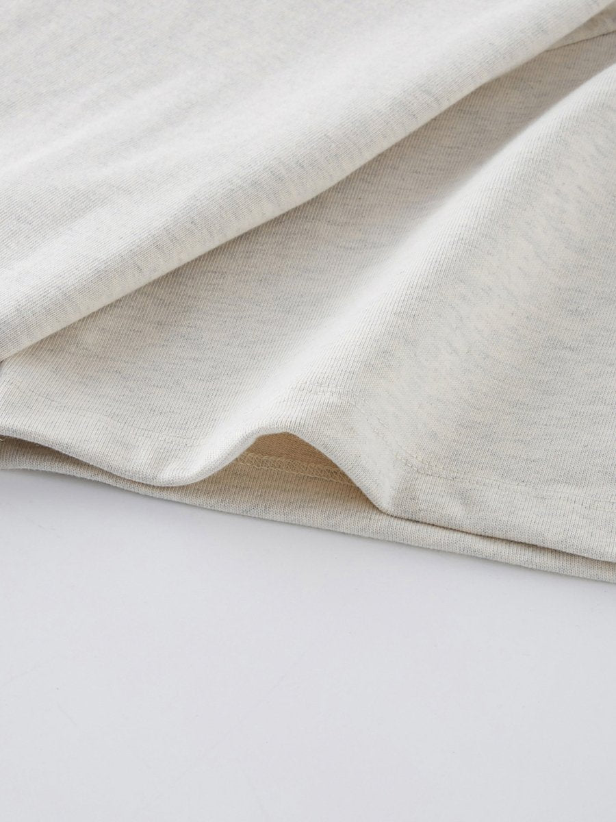 Oatmeal Heavyweight Drop Shoulder T-Shirt 'Jordan' - hem detail