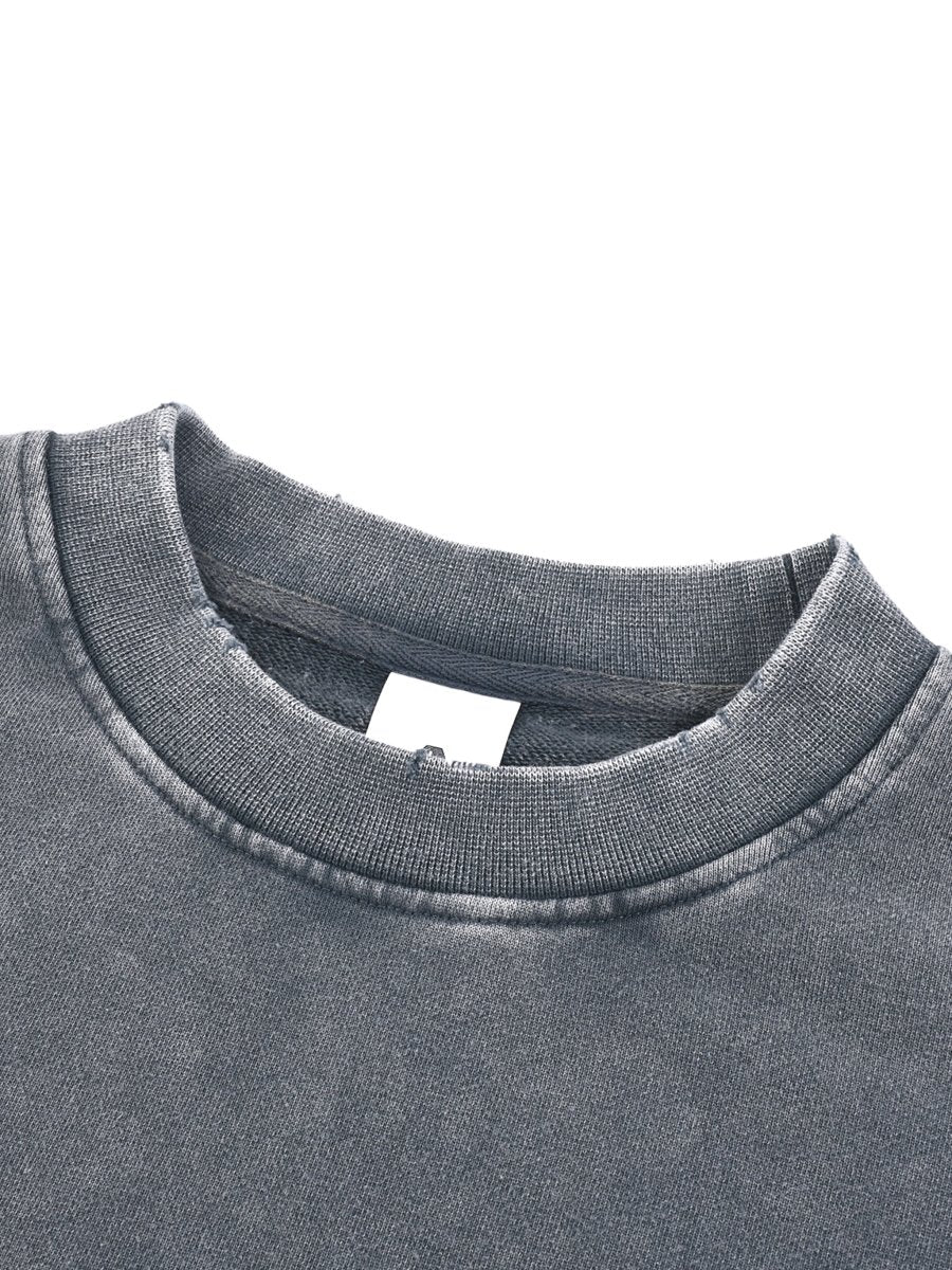 Washed Raw Edge Cropped LS Sweatshirt 'Rhya'