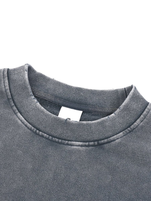 Washed Raw Edge Cropped LS Sweatshirt 'Rhya'