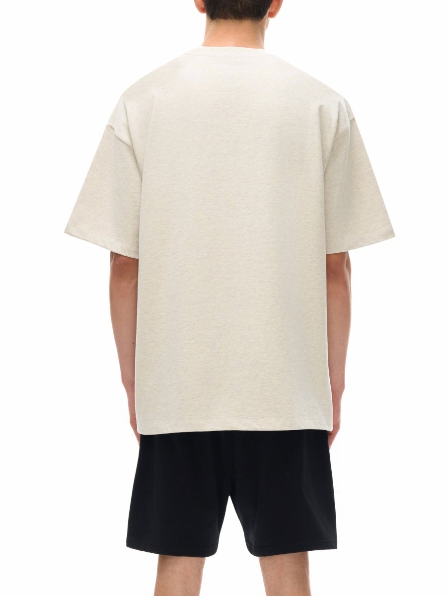 Oatmeal Heavyweight Drop Shoulder T-Shirt 'Jordan' - back on model