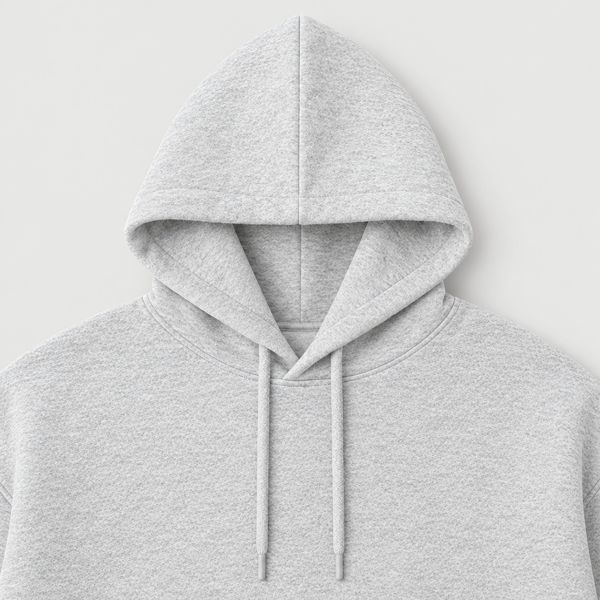 Flower Grey oversized wide hoodie - hood and drawcord detail