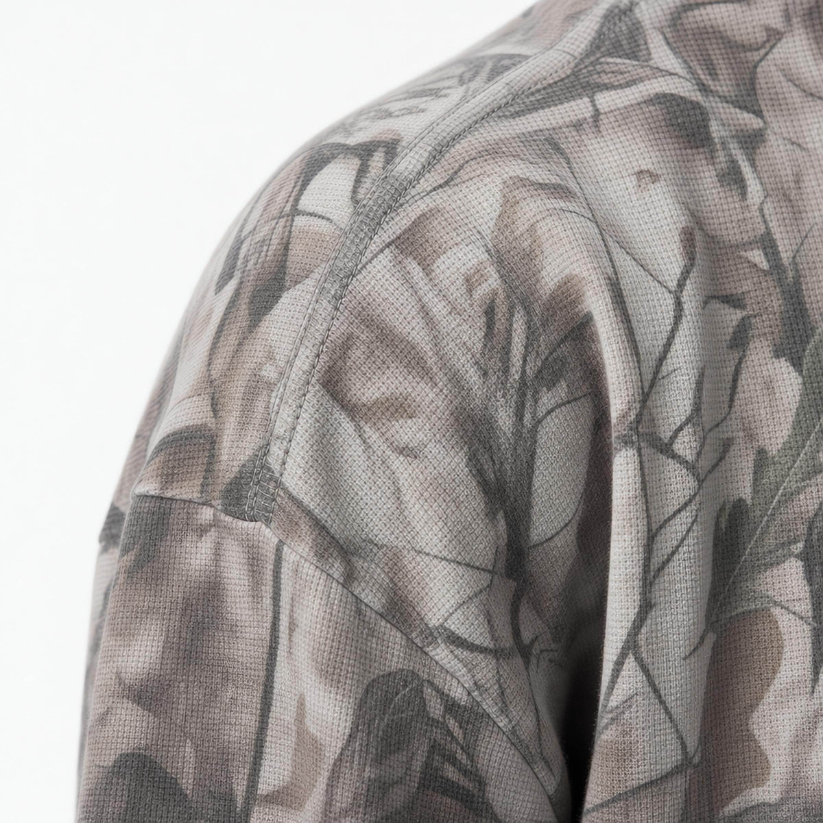 Grey camo oversized long-sleeve T-shirt - dropped shoulder seam detail